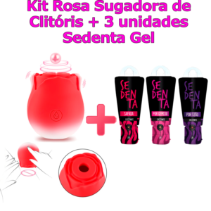 Rosa Sugadora de Clitóris + 3 Unidades Sedenta Gel
